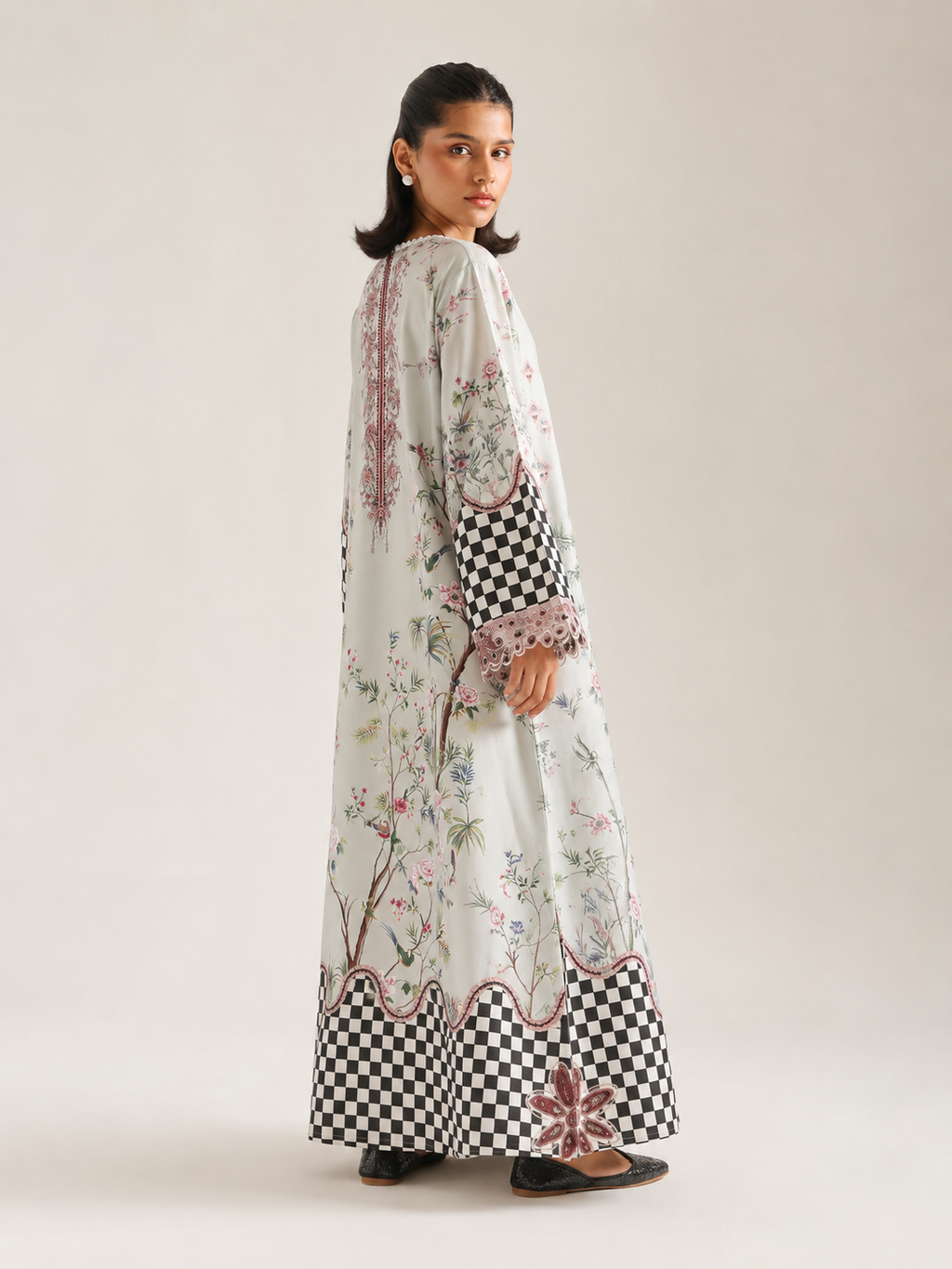 Floral Chess ETHNC Linen Kaftan