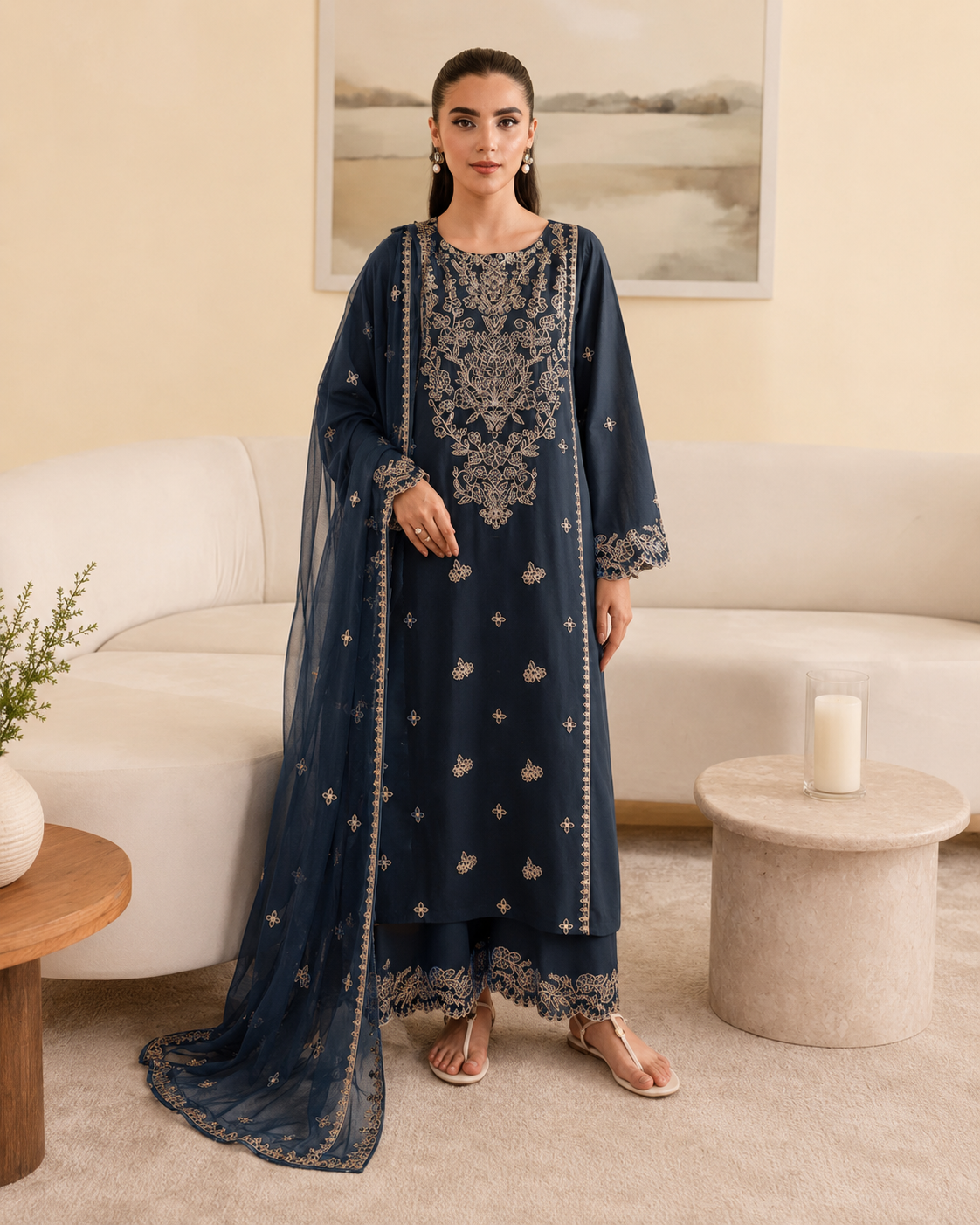 SAPPHIRE 2 PIECE LAWN SUIT