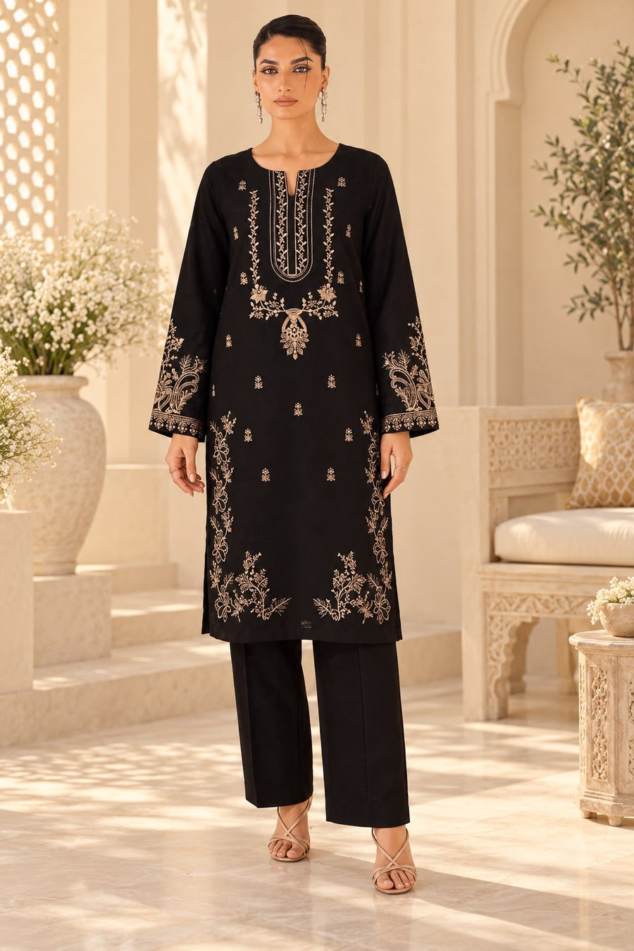 Midnight Gold Linen Suit