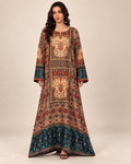 Shop Mumtaz Mahogany Heritage Linen Kaftan