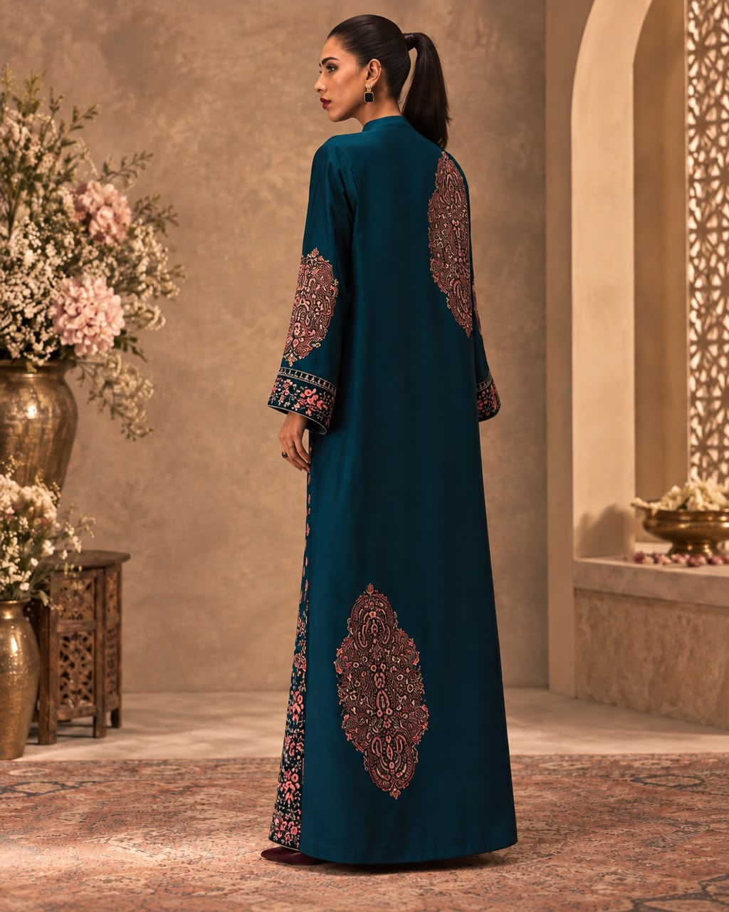 Zainab Chotani- Teal Paisley One- Piece Kaftan